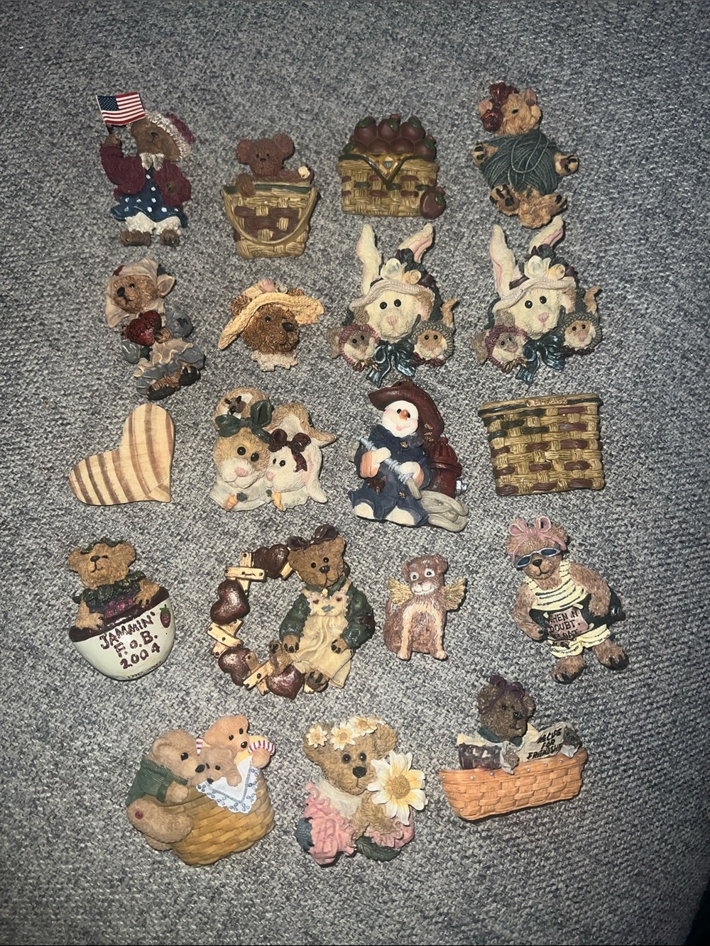 19 Assorted Small Decorative Pet-Themed Figurine Pins - Teddy Bears, Holiday